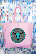 Turquoise Steer Stone Canvas Jumbo Tote