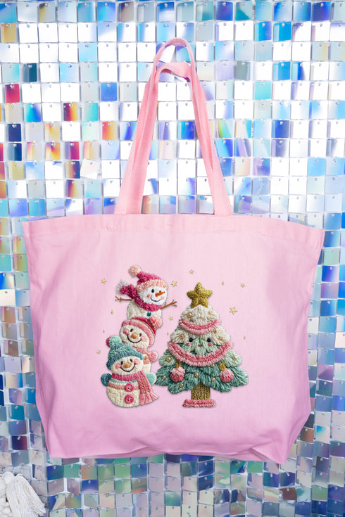 Yarnin' For Christmas Faux Yarn Canvas Jumbo Tote