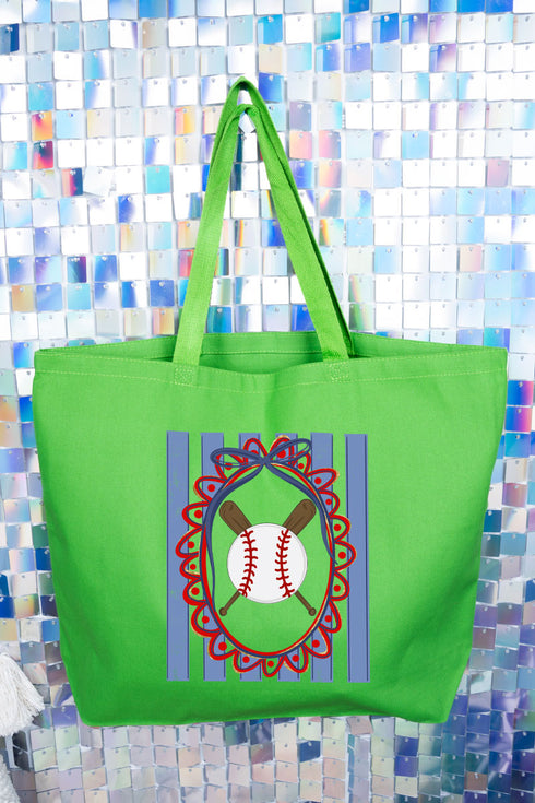 Baseball Stripes Canvas Jumbo Tote