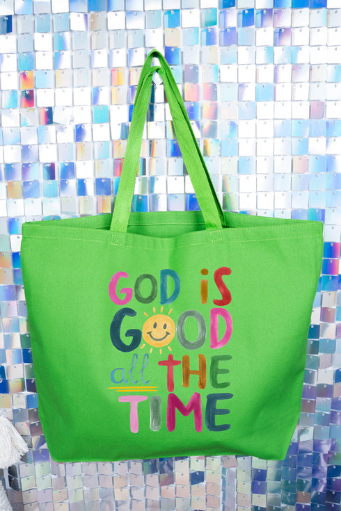 Colorful God Is Good Canvas Jumbo Tote