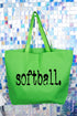 Distressed Softball. Canvas Jumbo Tote