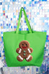 Faux Yarn Gingerbread Kisses Canvas Jumbo Tote