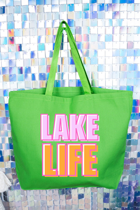 Golden Hour Lake Life Canvas Jumbo Tote