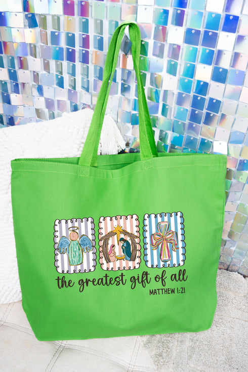 Jesus, Greatest Gift Canvas Jumbo Tote