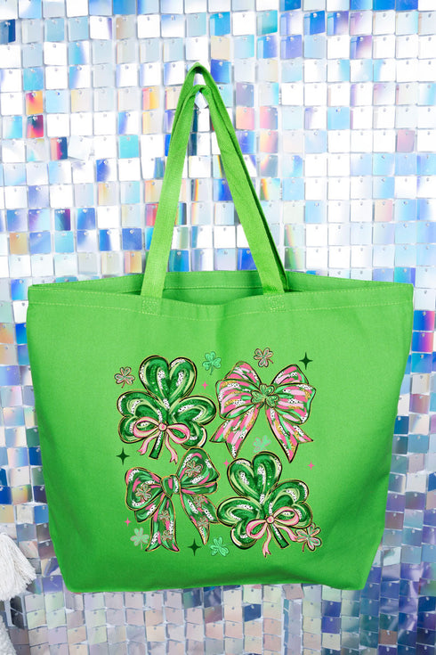 Lucky Luxe Bows Canvas Jumbo Tote