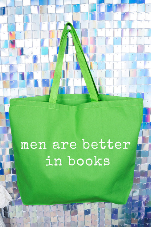 Men Are Better In Books Canvas Jumbo Tote