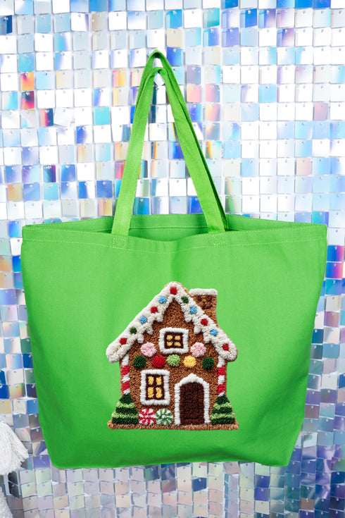 Faux Yarn Merry Manor Canvas Jumbo Tote
