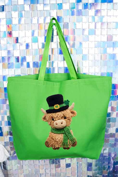 Shamrock & Moo Faux Yarn Canvas Jumbo Tote
