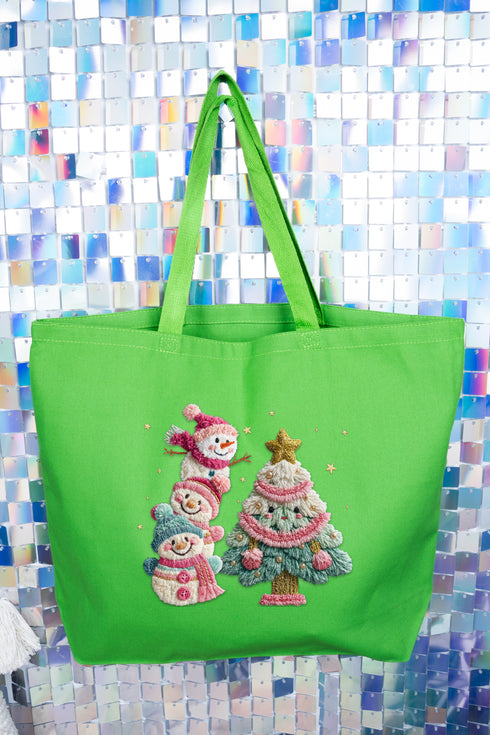 Yarnin' For Christmas Faux Yarn Canvas Jumbo Tote