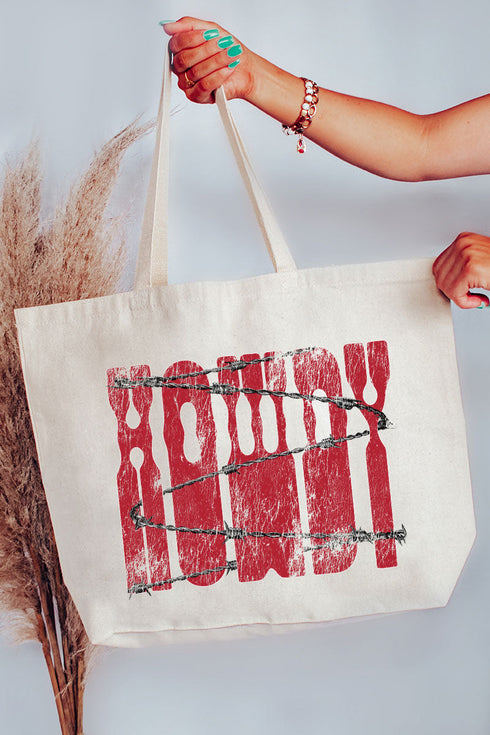 Barbed Wire Howdy Canvas Jumbo Tote