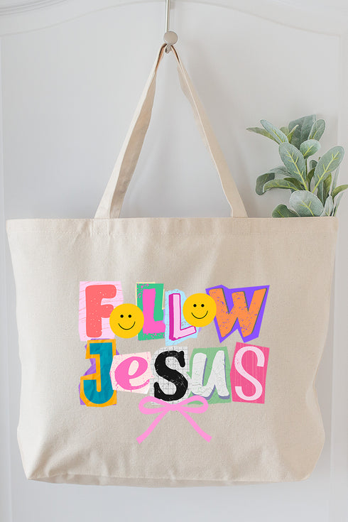 Bold Follow Jesus Canvas Jumbo Tote