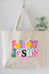 Bold Follow Jesus Canvas Jumbo Tote