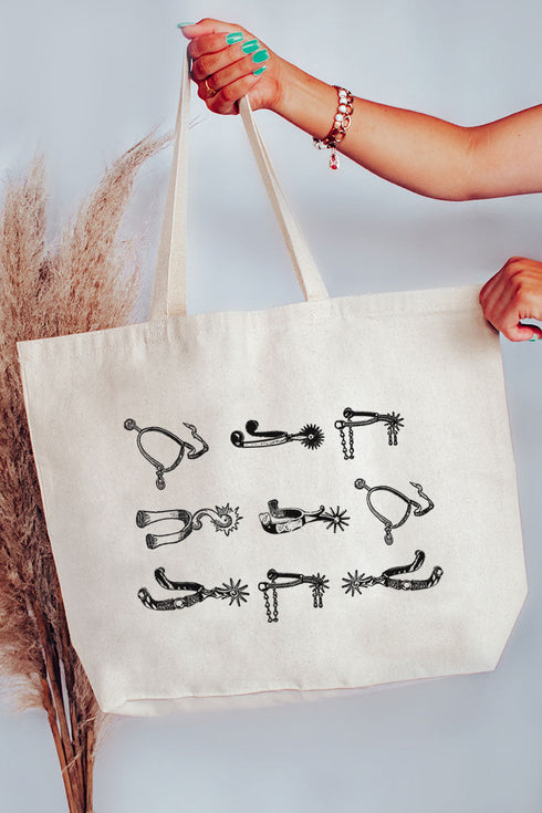 Boot Spurs Canvas Jumbo Tote