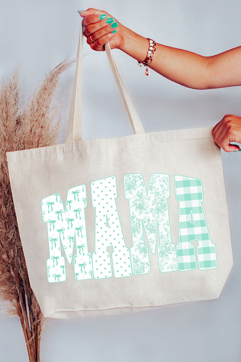 Bow And Green Mama Canvas Jumbo Tote