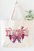 Bow Teacher Doodle Canvas Jumbo Tote