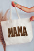 Brown Faux Threaded Mama Canvas Jumbo Tote