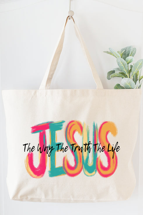 Brushstroke Jesus Canvas Jumbo Tote