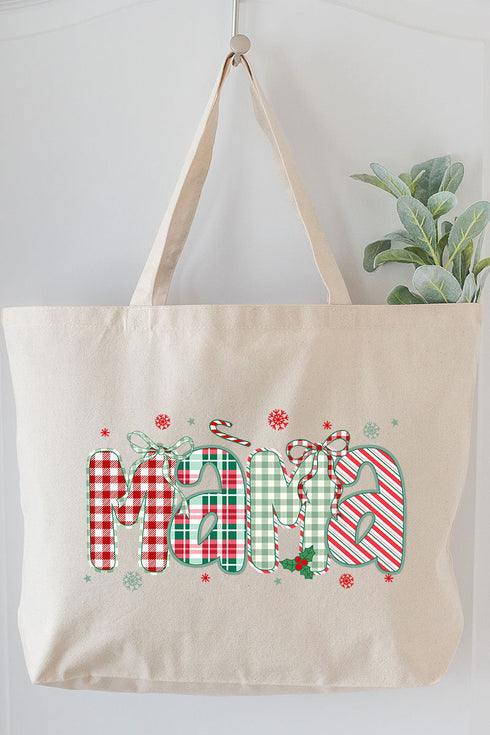 Candy Cane Lane Mama Canvas Jumbo Tote