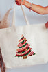 Faux Yarn Candy Cane Wishes Canvas Jumbo Tote