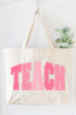 Checkered Teach Canvas Jumbo Tote