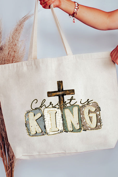 Doodle Christ Is King Canvas Jumbo Tote