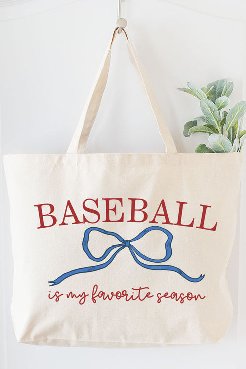 Coquette My Favorite Baseball Canvas Jumbo Tote