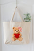 Cozy Heart Cub Faux Yarn Canvas Jumbo Tote