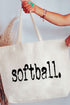 Distressed Softball. Canvas Jumbo Tote