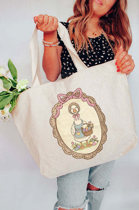 Easter Belle Spring Goose Canvas Jumbo Tote