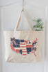Faux Patchwork USA Map Canvas Jumbo Tote