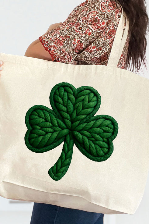 Faux Yarn Clover Canvas Jumbo Tote