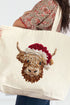 Faux Yarn Highland Cow Canvas Jumbo Tote