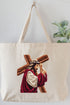 Faux Yarn Jesus At The Cross Canvas Jumbo Tote