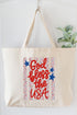 Floral God Bless The USA Canvas Jumbo Tote