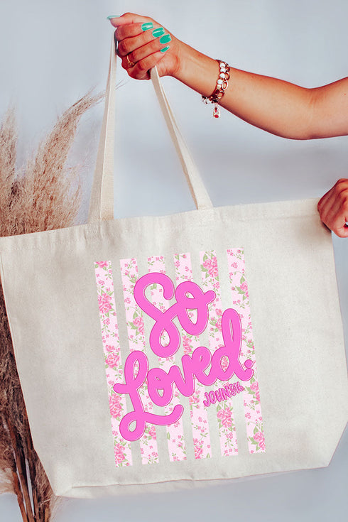 Floral So Loved Canvas Jumbo Tote