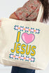 Folk Faith: I Love Jesus Canvas Jumbo Tote