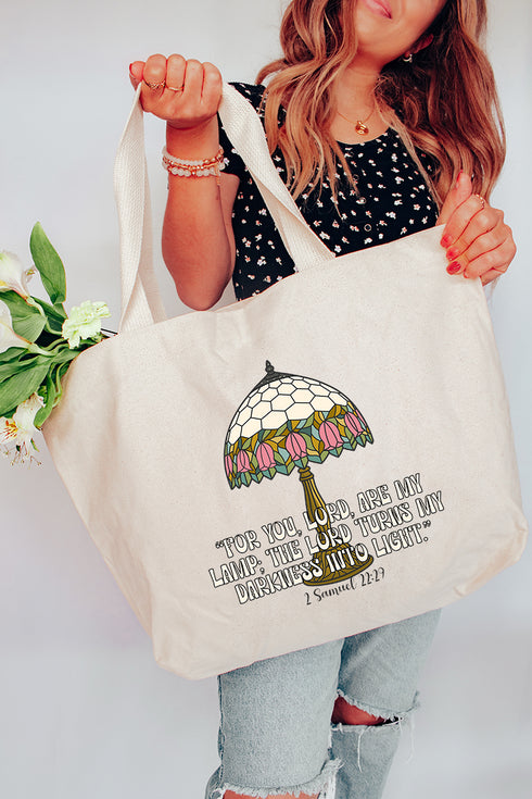 For You, Lord, Are My Lamp Canvas Jumbo Tote