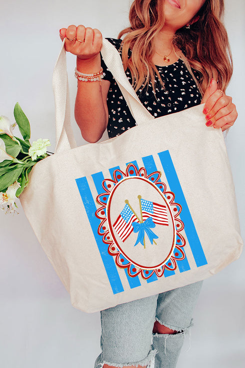 Freedom Flags Forever Canvas Jumbo Tote