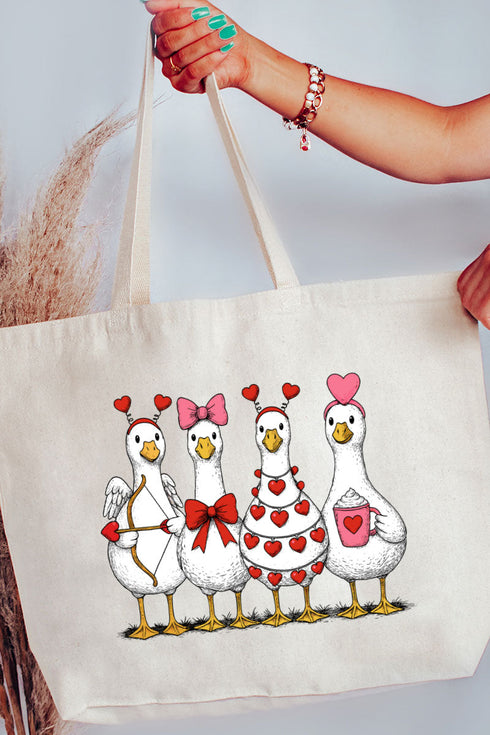 Geese In Love Formation Canvas Jumbo Tote