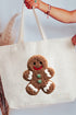 Faux Yarn Gingerbread Kisses Canvas Jumbo Tote