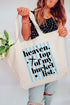 Heaven, Top Of My Bucket List Canvas Jumbo Tote