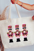 Faux Yarn Holiday Guard Nutcracker Canvas Jumbo Tote