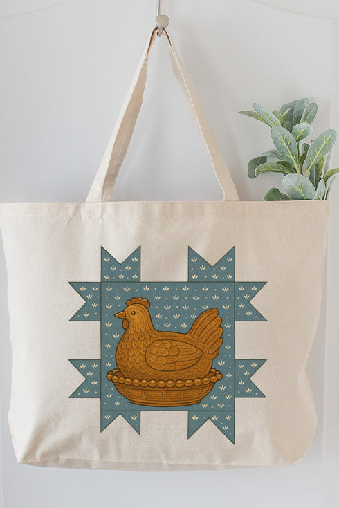 Homestead Hen Canvas Jumbo Tote