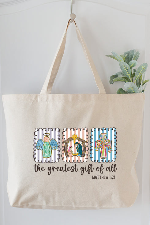 Jesus, Greatest Gift Canvas Jumbo Tote
