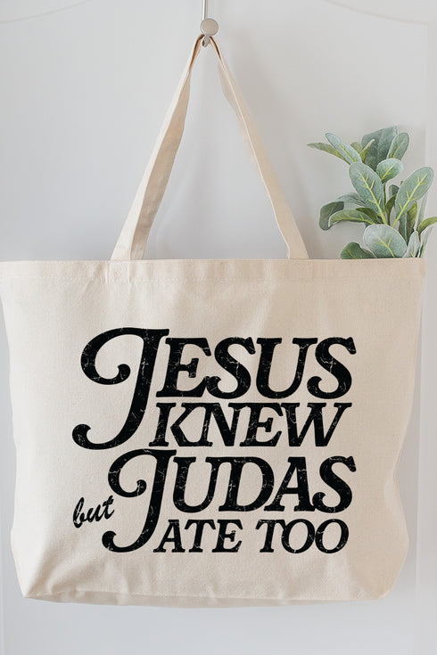 Jesus Knew Canvas Jumbo Tote