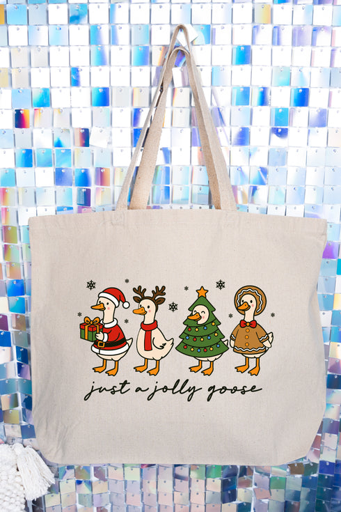 Just A Jolly Goose Canvas Jumbo Tote