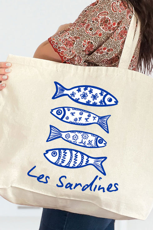 Les Sardines Canvas Jumbo Tote