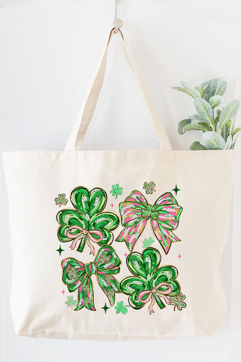 Lucky Luxe Bows Canvas Jumbo Tote