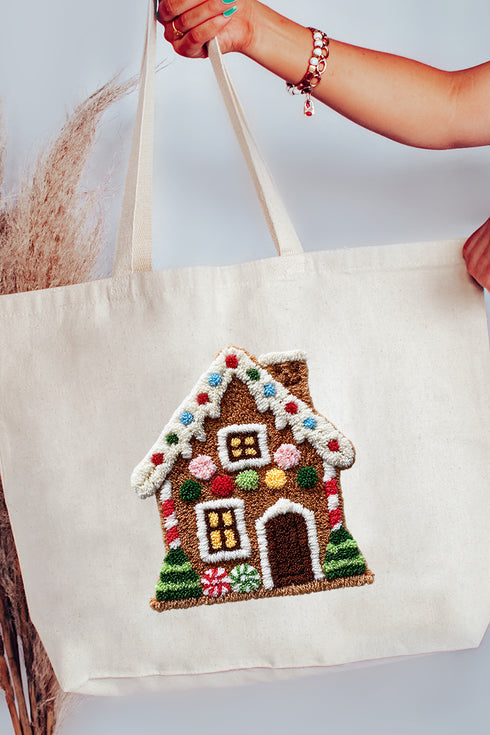 Faux Yarn Merry Manor Canvas Jumbo Tote