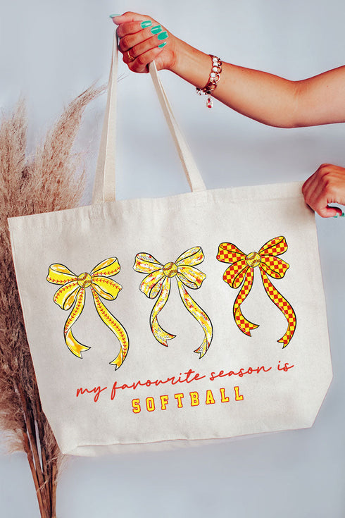 My Favorite Season Is Softball Canvas Jumbo Tote